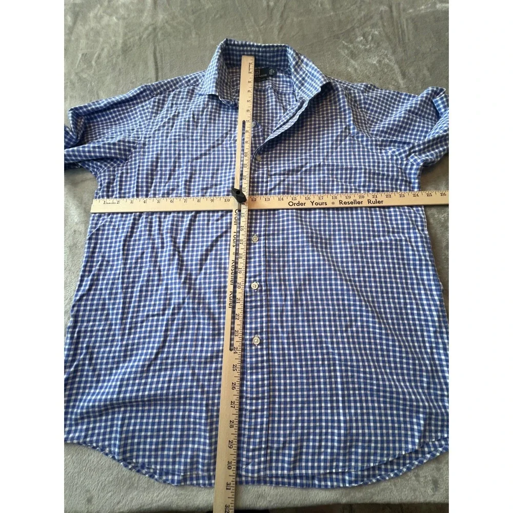 Polo Ralph Lauren Button Down Shirt Mens Large Blue Gingham Westerton 100s